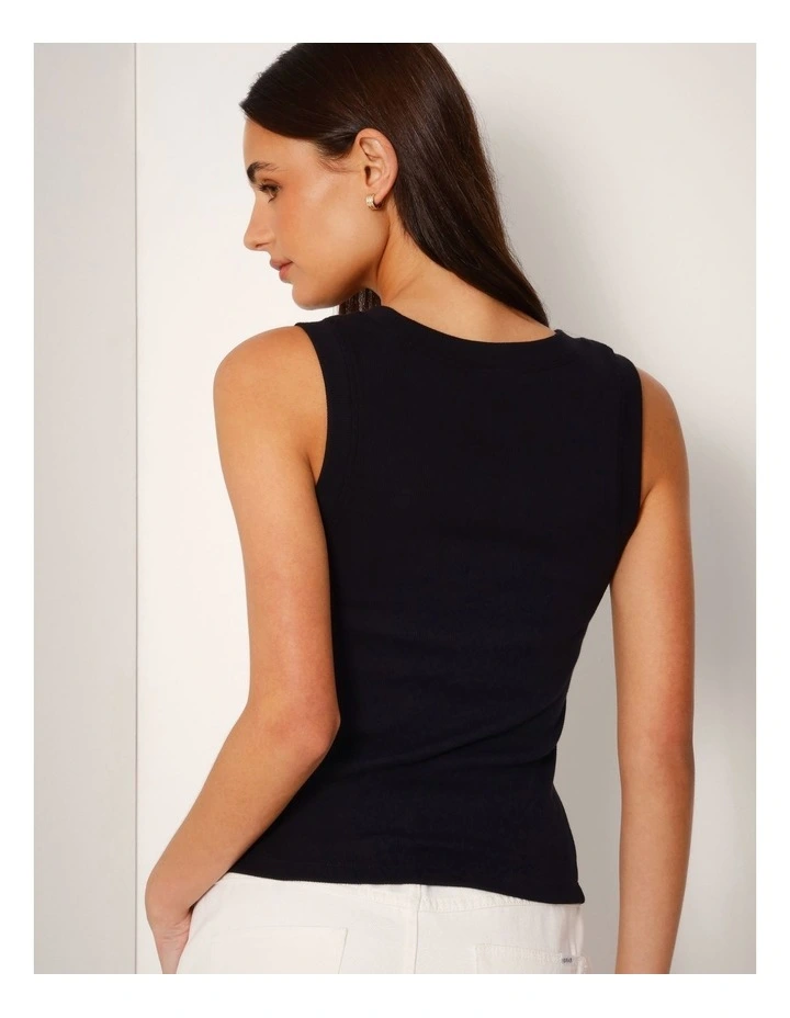 Scoop Neck Tank in Black/White Stitch image 4