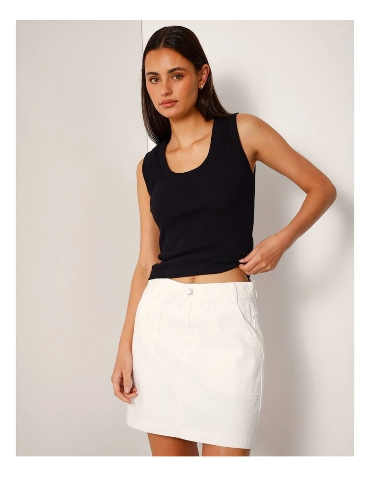 Scoop Neck Tank in Black/White Stitch image 5