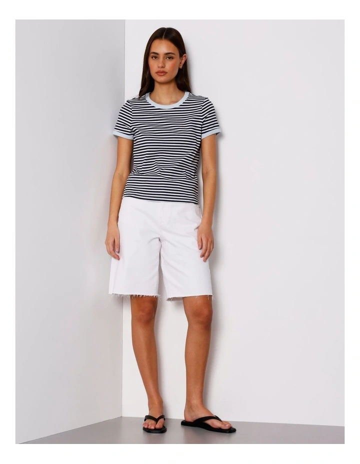 Ringer Tee in White/Navy Stripe image 2