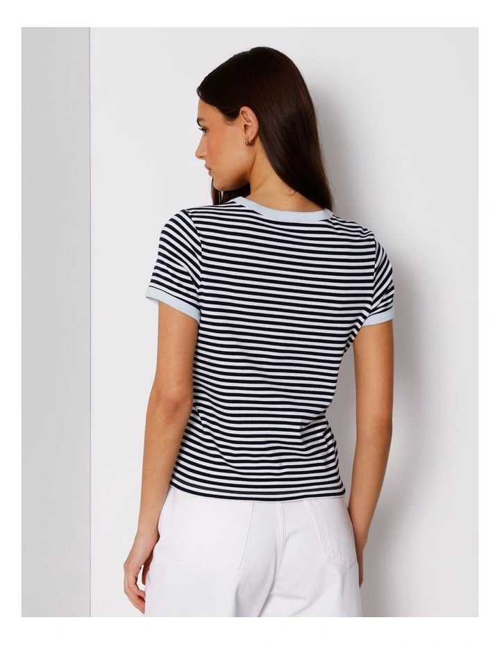 Ringer Tee in White/Navy Stripe image 5