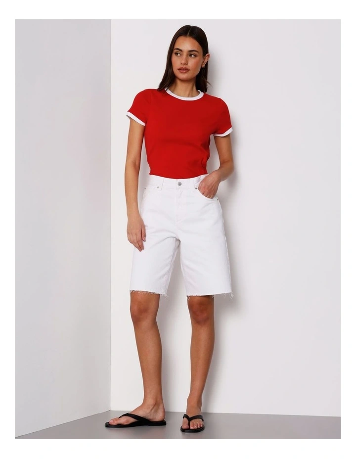 Ringer Tee in White/Red image 3