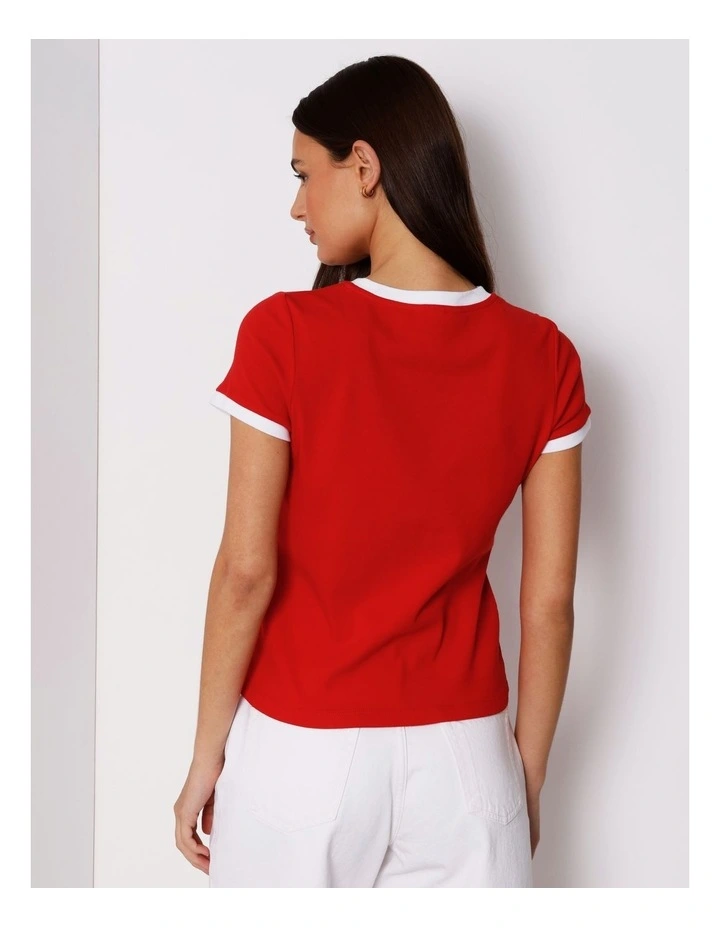 Ringer Tee in White/Red image 5