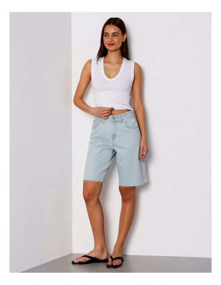 Slim Fit V-Neck Tank in White image 3