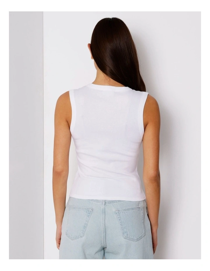 Slim Fit V-Neck Tank in White image 6