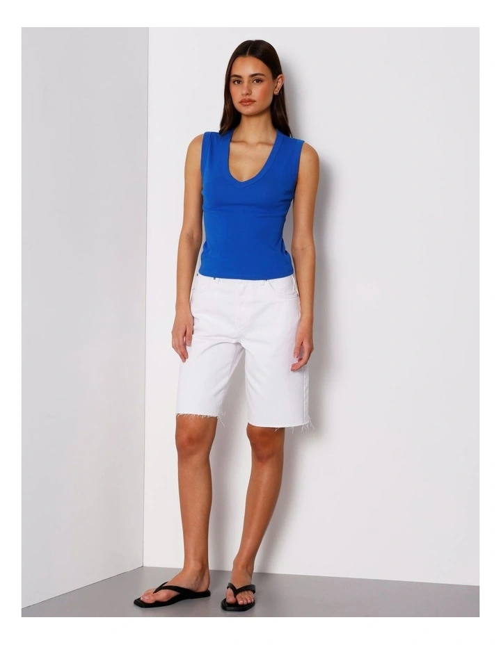 Slim Fit V-Neck Tank in Blue image 2