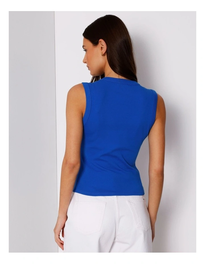 Slim Fit V-Neck Tank in Blue image 5