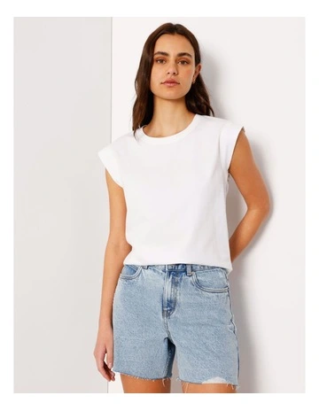 Extended Sleeve Jersey Tee in White