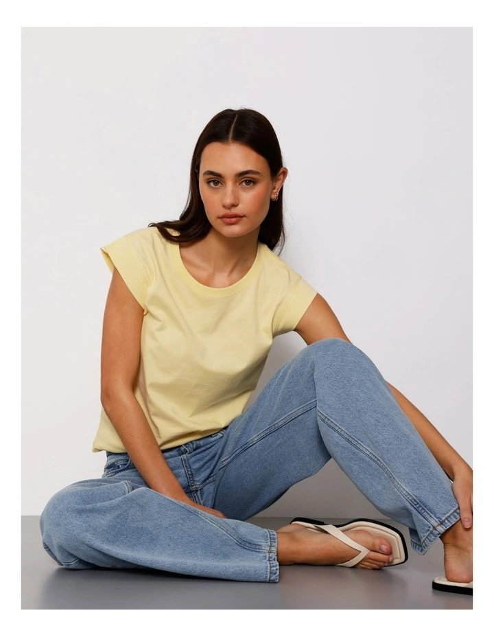 Extended Sleeve Jersey Tee in Light Yellow image 1
