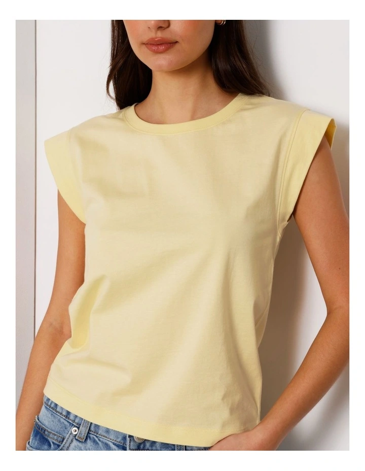 Extended Sleeve Jersey Tee in Light Yellow image 3