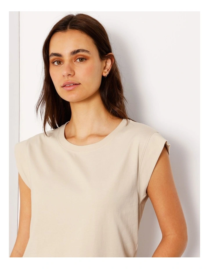 Extended Sleeve Jersey Tee in Beige image 3
