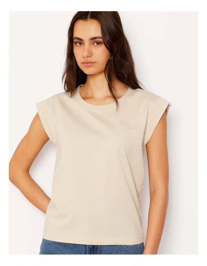 Extended Sleeve Jersey Tee in Beige image 4