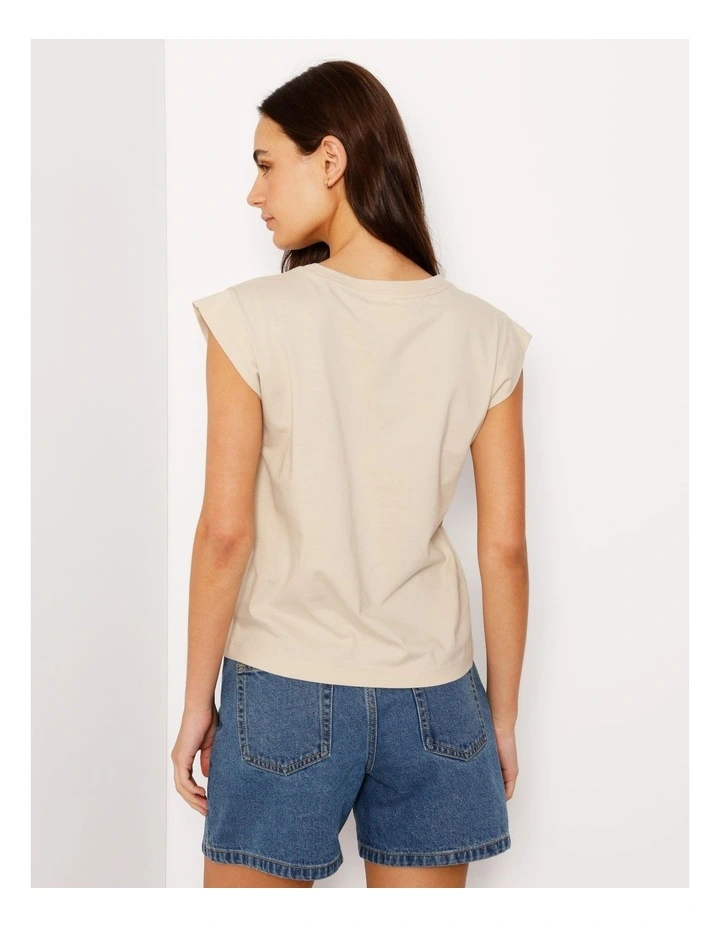 Extended Sleeve Jersey Tee in Beige image 5