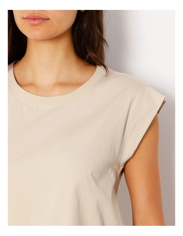 Extended Sleeve Jersey Tee in Beige image 6