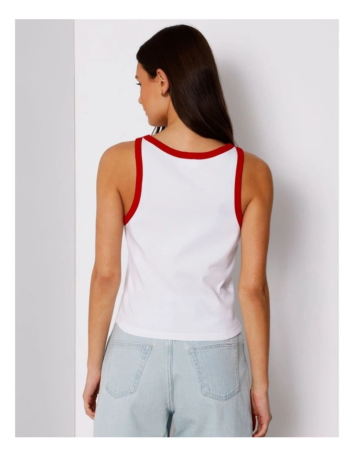 Ringer Tank in White/Red image 5