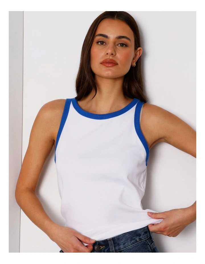 Ringer Tank in Blue/ White image 1