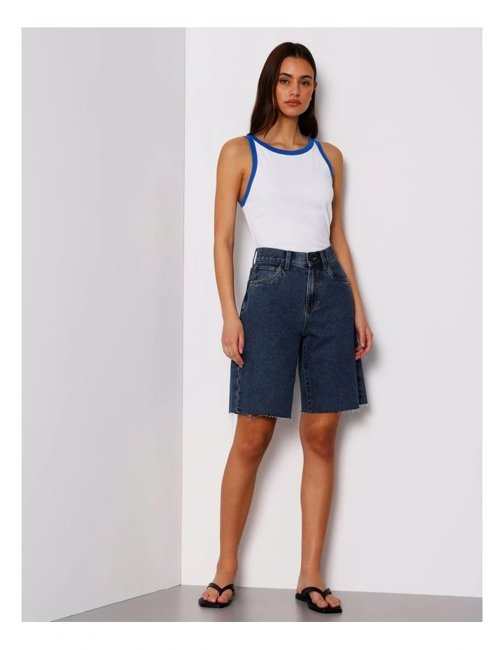 Ringer Tank in Blue/ White image 2