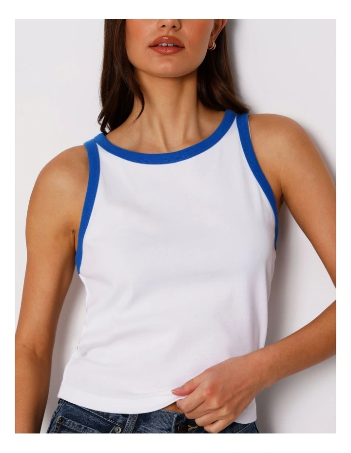 Ringer Tank in Blue/ White image 4