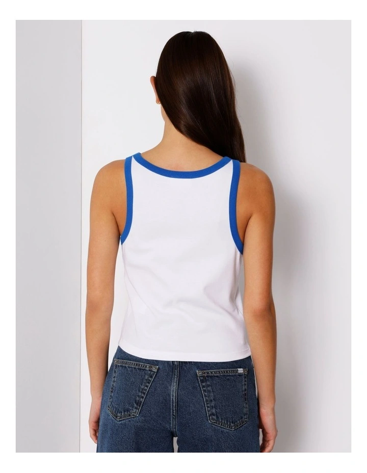 Ringer Tank in Blue/ White image 5