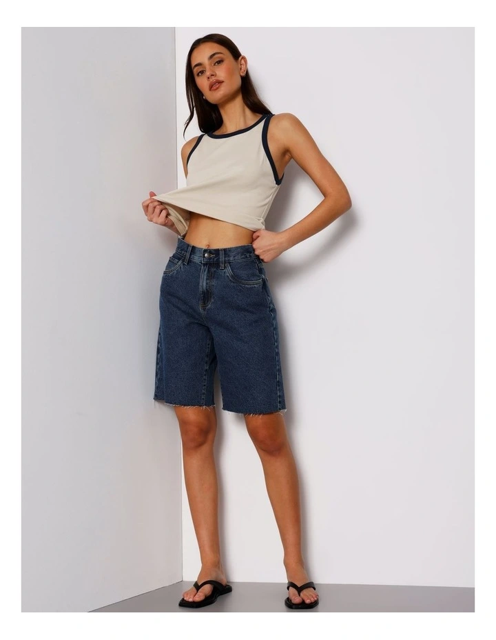 Ringer Tank in Beige/Navy image 2