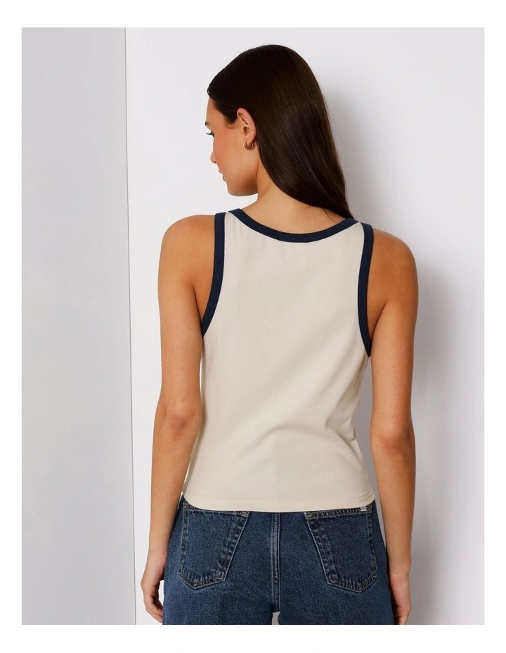Ringer Tank in Beige/Navy image 5