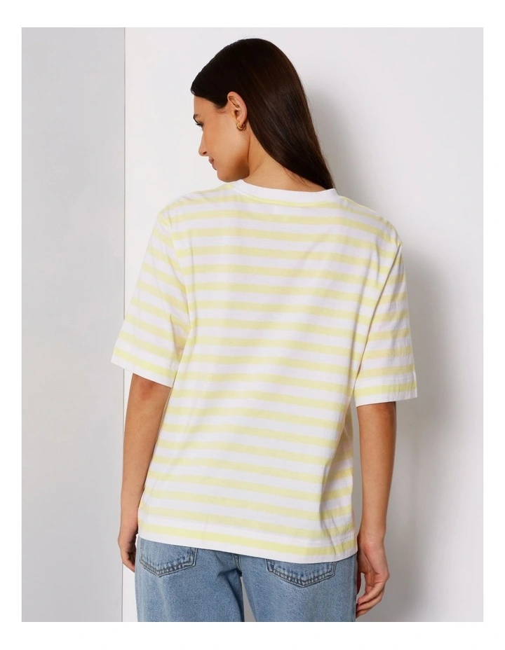 Boxy Oversized Tee in Yellow/White Stripe image 6