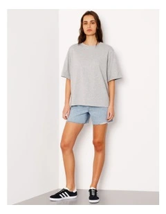 Boxy Oversized Tee in Grey Marle
