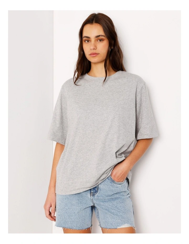 Boxy Oversized Tee in Grey Marle image 2