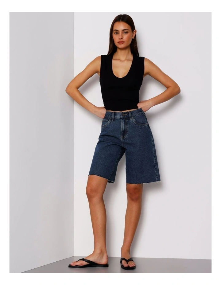 Slim Fit V-Neck Tank in Black image 2