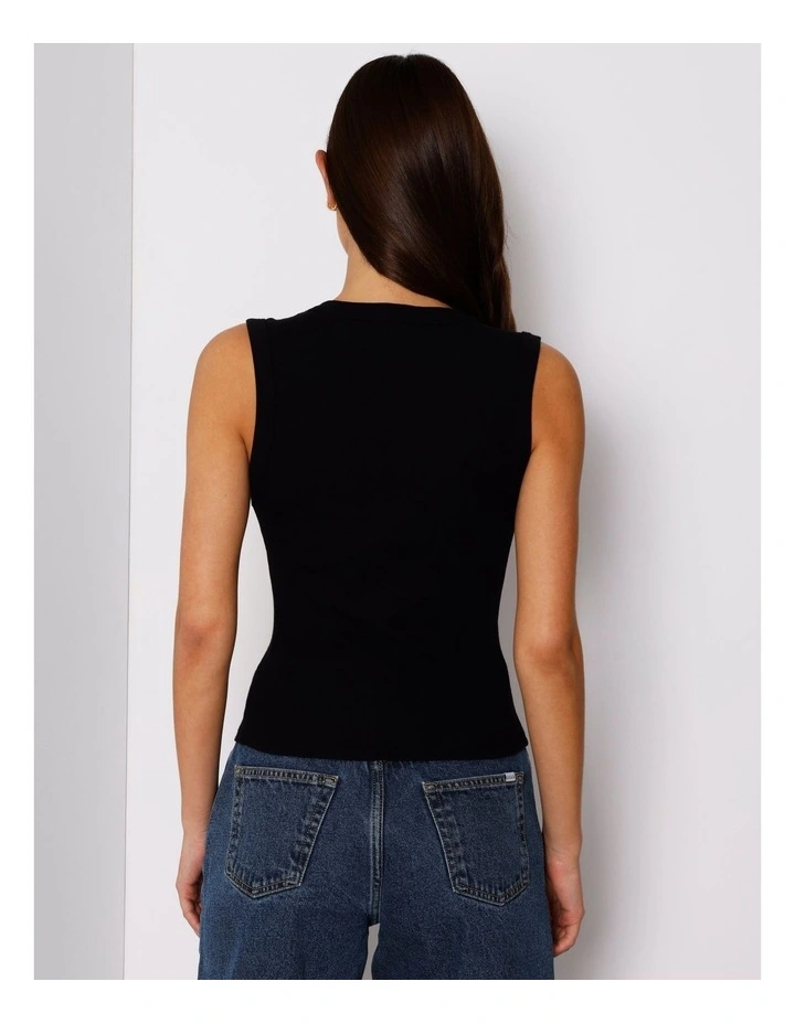 Slim Fit V-Neck Tank in Black image 5