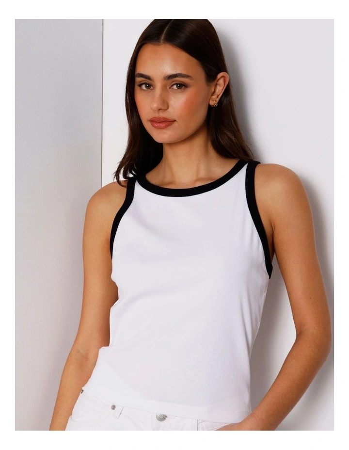 Ringer Tank in White/Black image 2