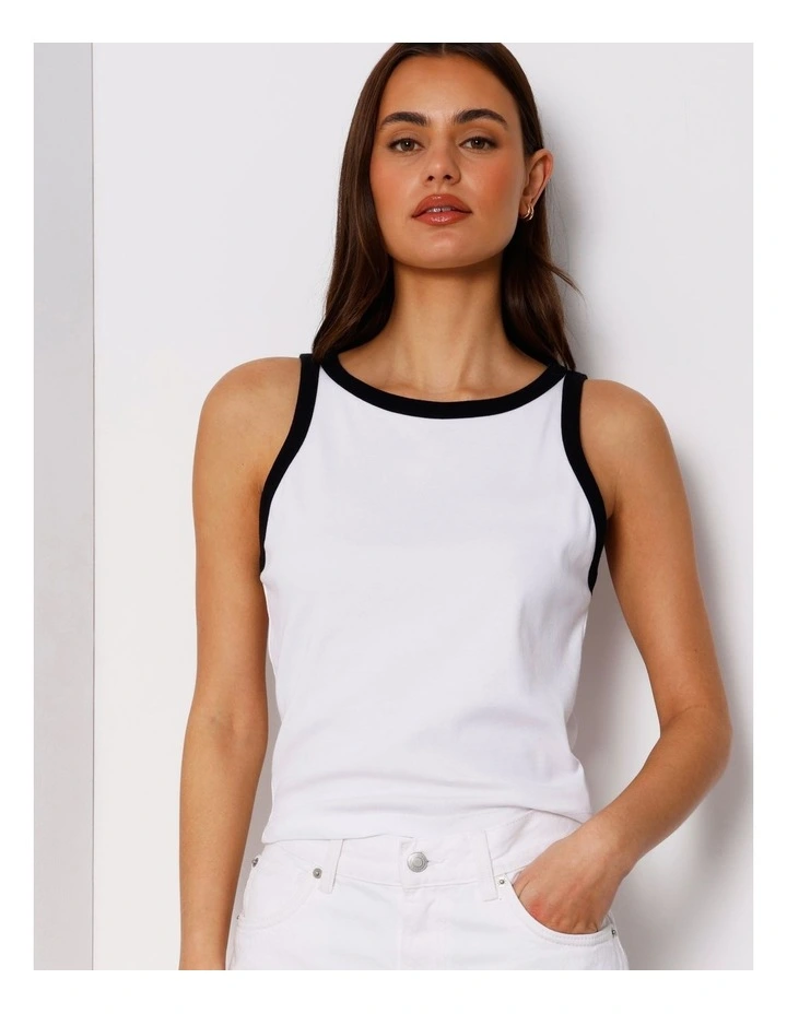 Ringer Tank in White/Black image 4