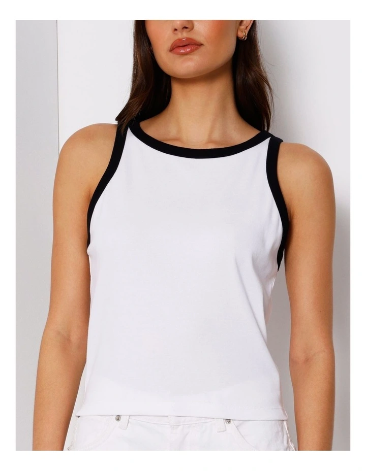 Ringer Tank in White/Black image 5