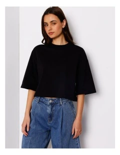 Cropped Boxy Tee In Black