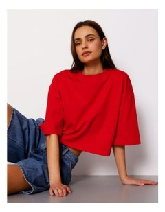 Cropped Boxy Tee in Red
