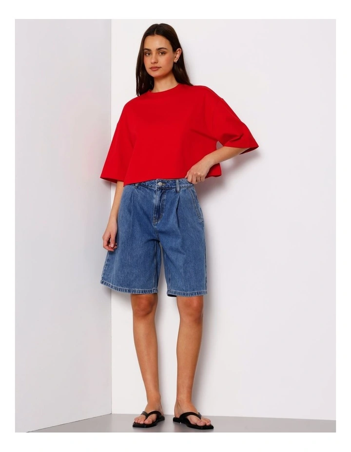 Cropped Boxy Tee in Red image 3