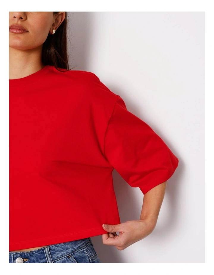 Cropped Boxy Tee in Red image 5