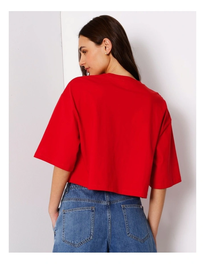 Cropped Boxy Tee in Red image 6