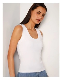 Scoop Neck Tank In White