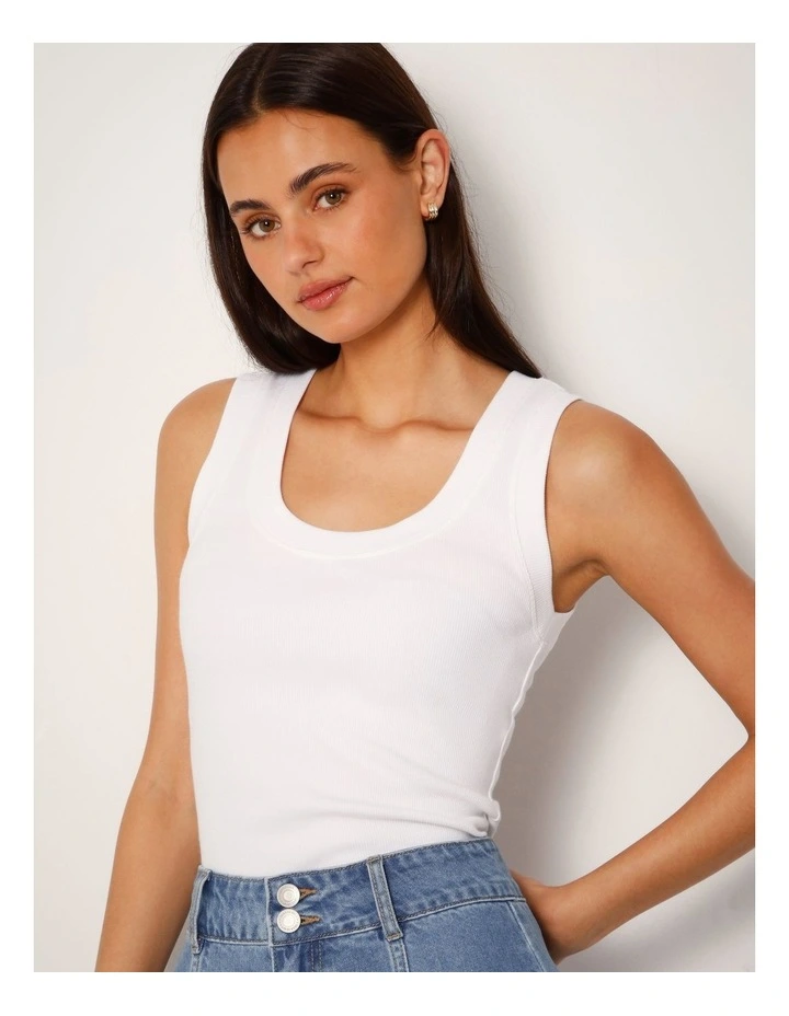 Scoop Neck Tank In White image 3