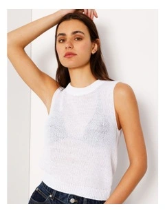 Fully Fashioned Knit Tank Top in White