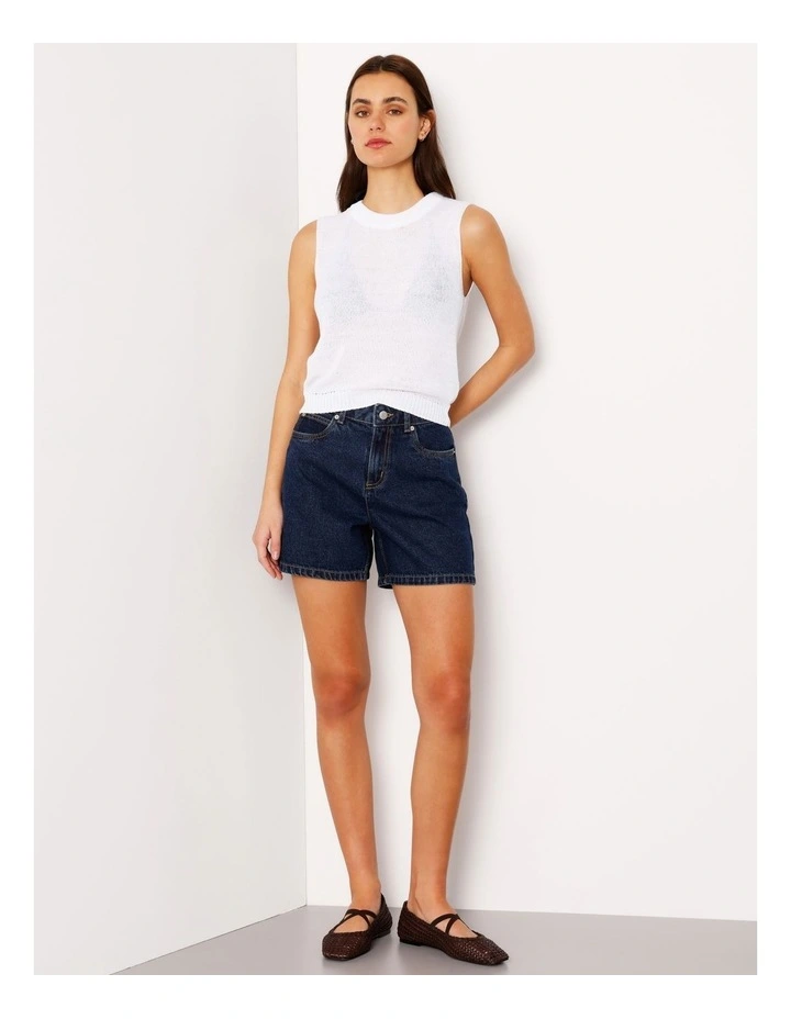 Fully Fashioned Knit Tank Top in White image 2