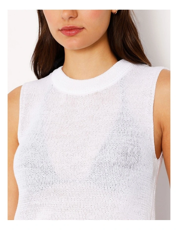 Fully Fashioned Knit Tank Top in White image 3