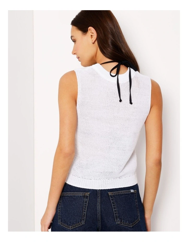 Fully Fashioned Knit Tank Top in White image 5