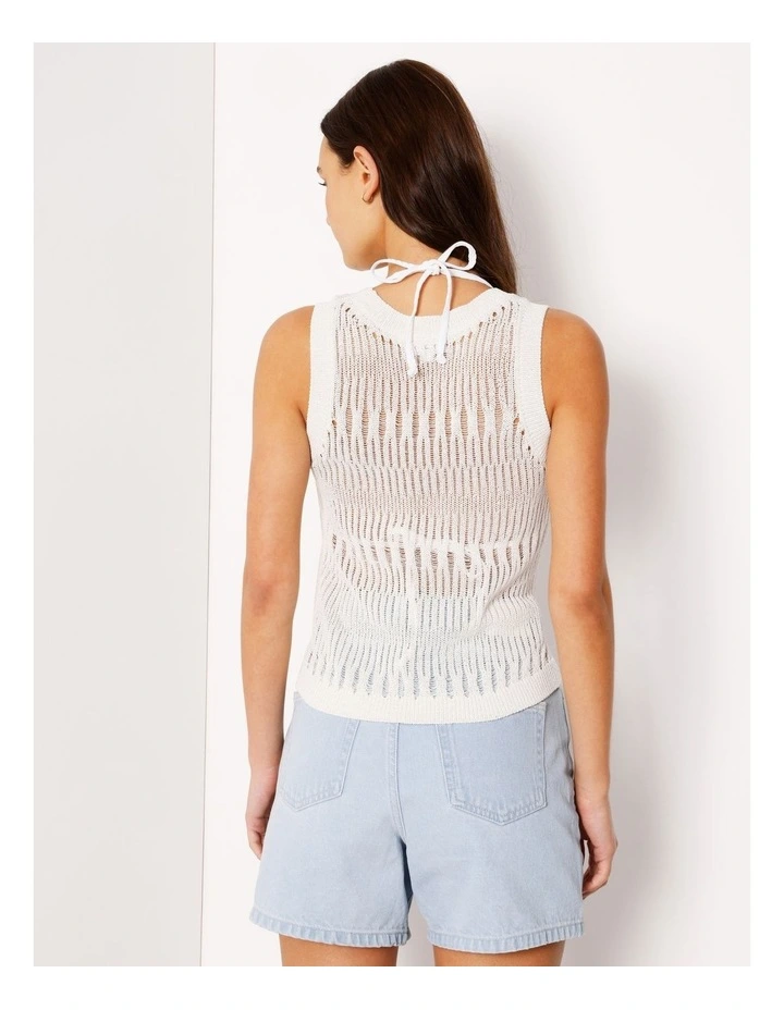 Fully Fashioned Metallic Knit Top in White image 5
