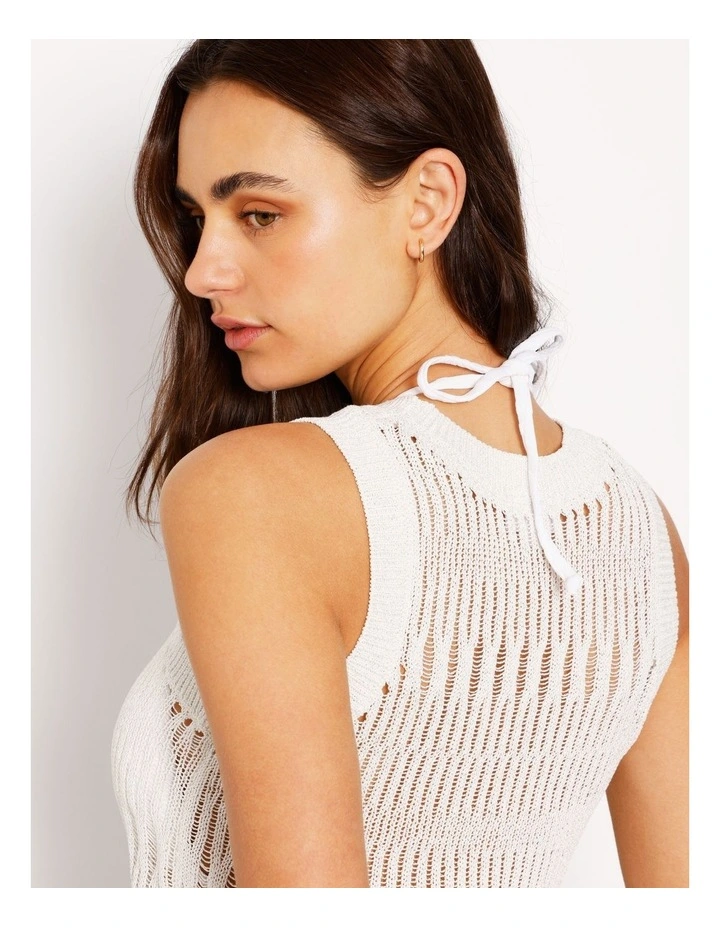 Fully Fashioned Metallic Knit Top in White image 6