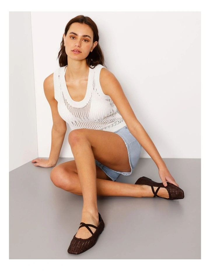 Fully Fashioned Metallic Knit Top in White image 7