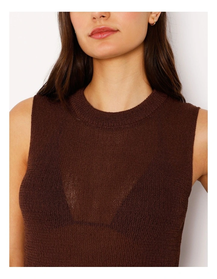 Fully Fashioned Knit Tank Top in Brown image 3