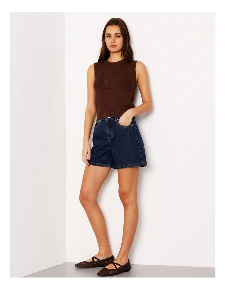Fully Fashioned Knit Tank Top in Brown image 4