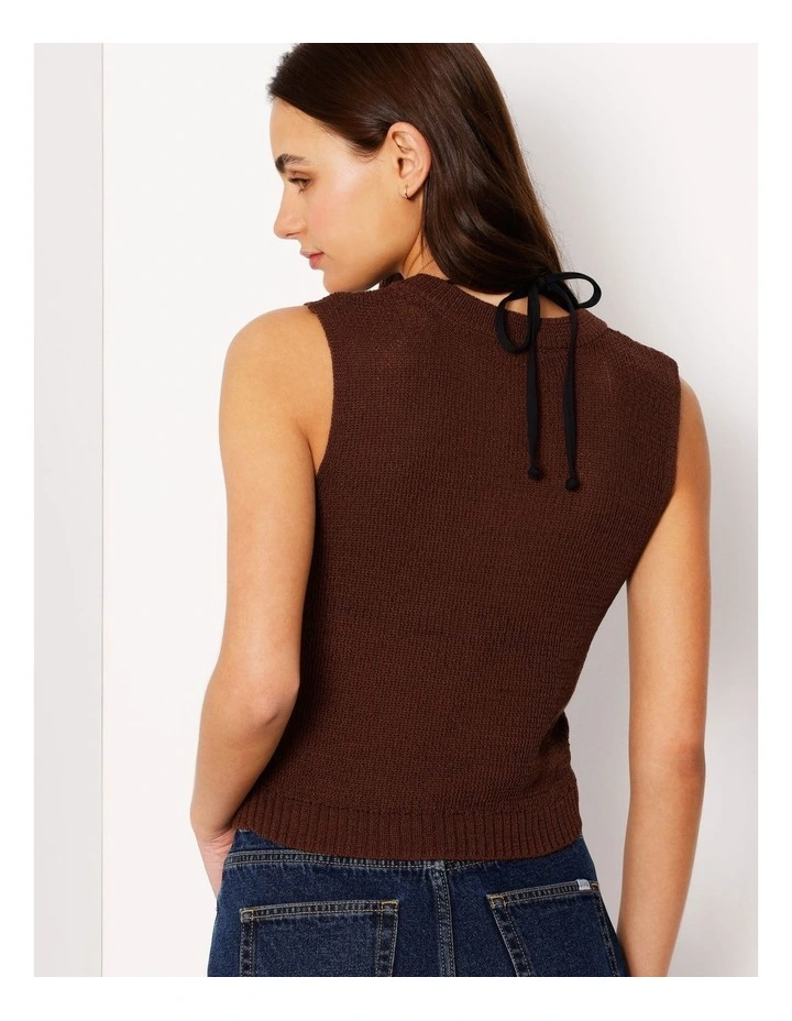 Fully Fashioned Knit Tank Top in Brown image 5