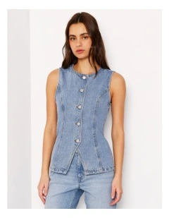 Denim Vest In Surf Blue